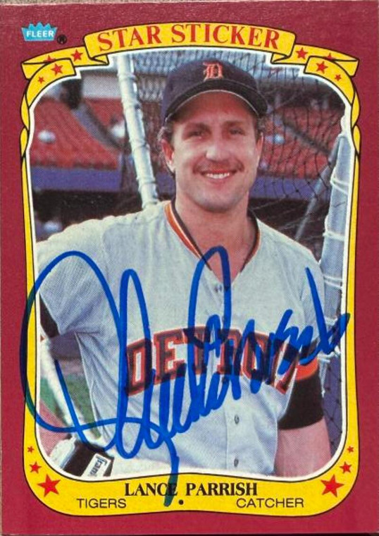 Lance Parrish Autographed 1986 Fleer Star Stickers #85 Detroit Tigers Card