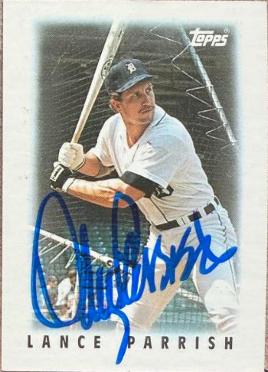 Lance Parrish Autographed 1986 Topps Major League Leaders Minis #15 Detroit Tigers Card