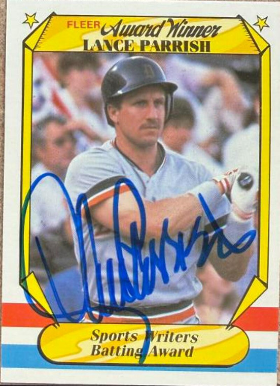 Lance Parrish Autographed 1987 Fleer Award Winners #28 Detroit Tigers Card