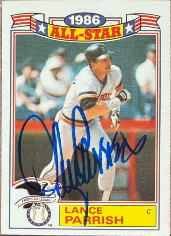 Lance Parrish Autographed 1987 Topps - 1986 All-Star Game Commemorative Set (Glossy All-Stars) #20 Detroit Tigers Card