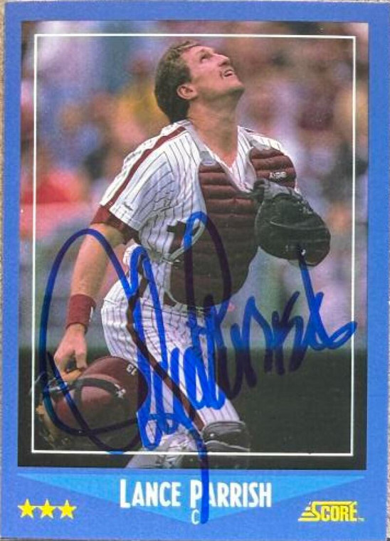 Lance Parrish Autographed 1988 Score #131 Philadelphia Phillies Card