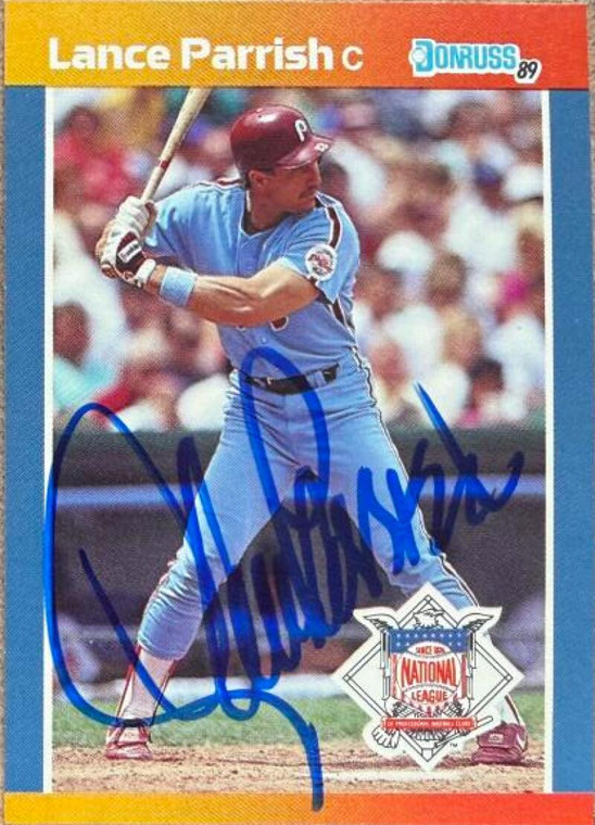 Lance Parrish Autographed 1989 Donruss All-Stars #55 Philadelphia Phillies Card