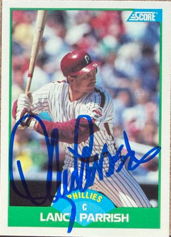 Lance Parrish Autographed 1989 Score #95 Philadelphia Phillies Card
