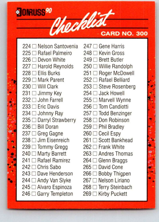 1990 Donruss #300a Checklist 232-333 NM-MT Various 