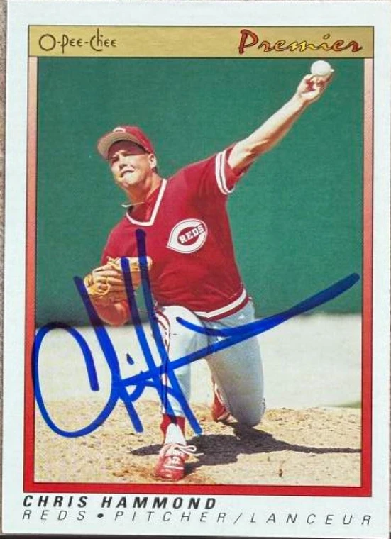 Chris Hammond Autographed 1991 O-Pee-Chee Premier #60 Cincinnati Reds Card