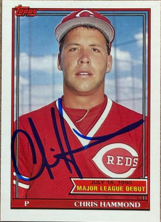 Chris Hammond Autographed 1991 Topps Major League Debut 1990 #62 Cincinnati Reds Card