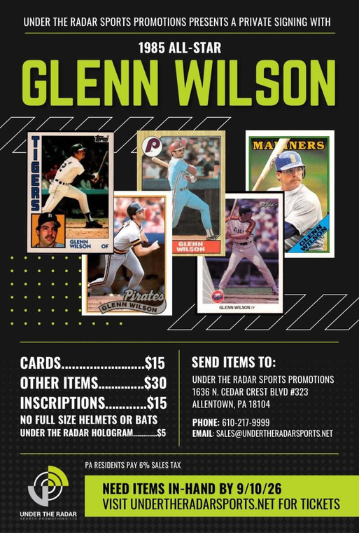 Glenn Wilson Autograph Baseball Cards 