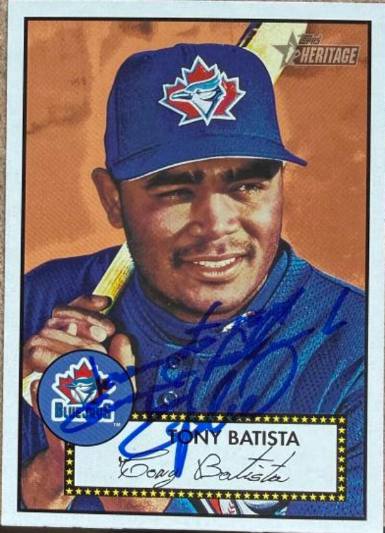 Tony Batista Autographed 2001 Topps Heritage #67 Red Back Toronto Blue Jays Card