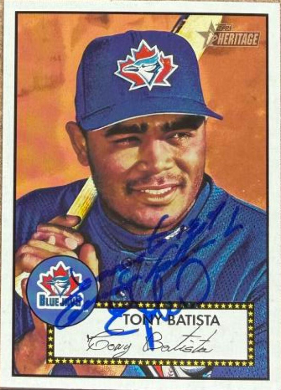 Tony Batista Autographed 2001 Topps Heritage #67 Black Back Toronto Blue Jays Card