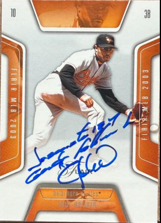 Tony Batista Autographed 2003 Flair #13 Baltimore Orioles Card