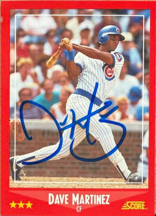 Dave Martinez Autographed 1988 Score #223 Chicago Cubs Card