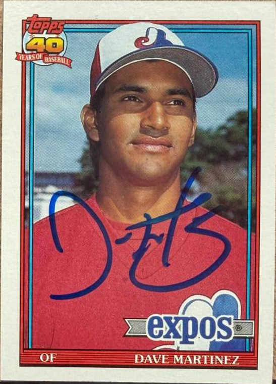 Dave Martinez Autographed 1991 Topps #24 Montreal Expos Card
