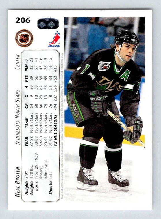 1992-93 Upper Deck #206 Neal Broten NM-MT  Minnesota North Stars 