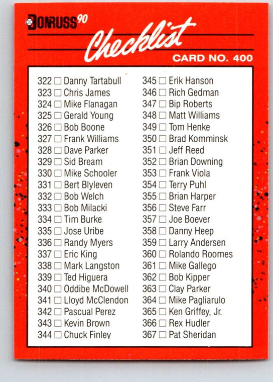 1990 Donruss #400a Checklist 334-435 NM-MT Various 