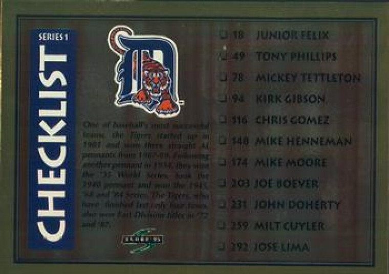 1995 Score Gold Rush #322 Team Checklists NM-MT  Detroit Tigers/Houston Astros 