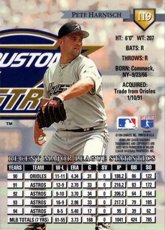 1995 Donruss #119 Pete Harnisch VG Houston Astros 
