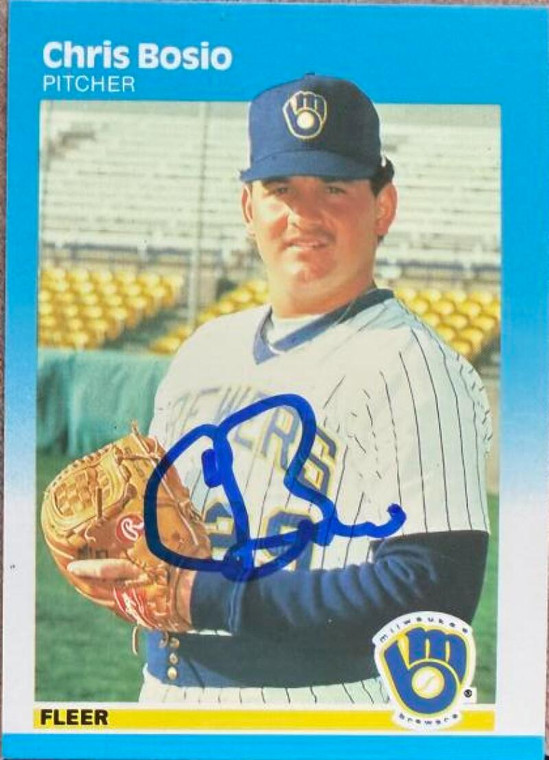 Chris Bosio Autographed 1987 Fleer #338 Milwaukee Brewers Card