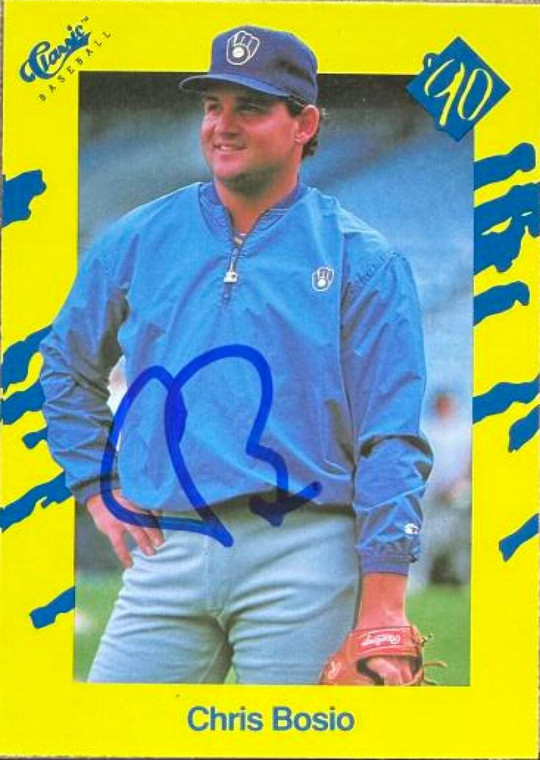 Chris Bosio Autographed 1990 Classic Yellow #T42 Milwaukee Brewers Card