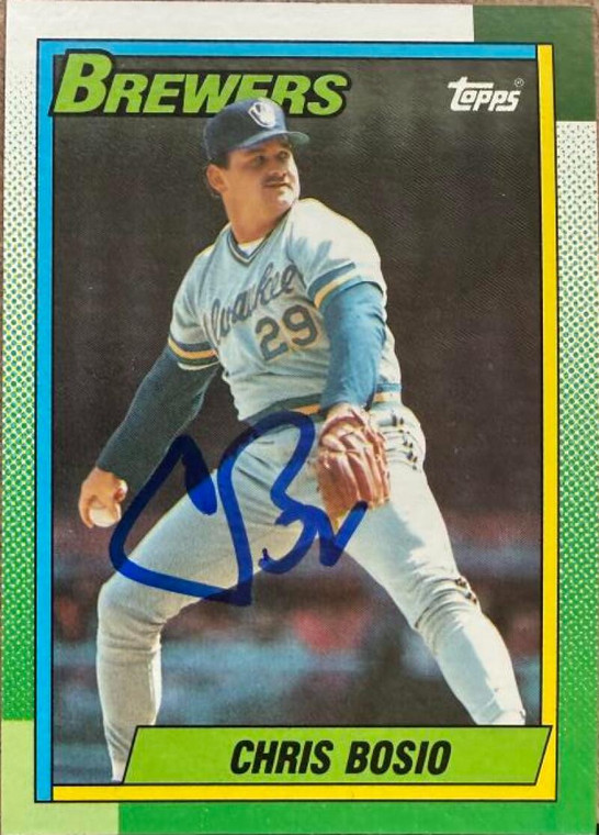 Chris Bosio Autographed 1990 Topps #597 Milwaukee Brewers Card