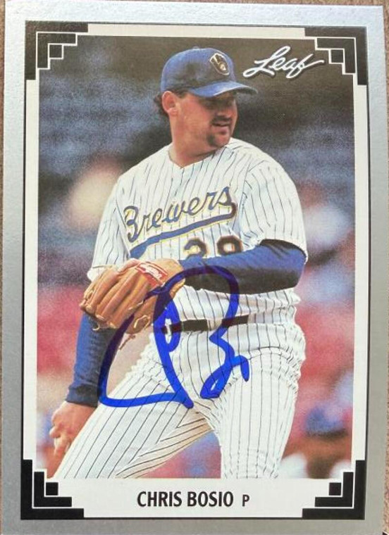 Chris Bosio Autographed 1991 Leaf #518 Milwaukee Brewers Card