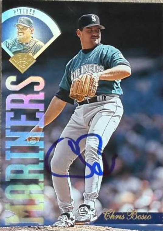 Chris Bosio Autographed 1995 Leaf #330 Seattle Mariners Card