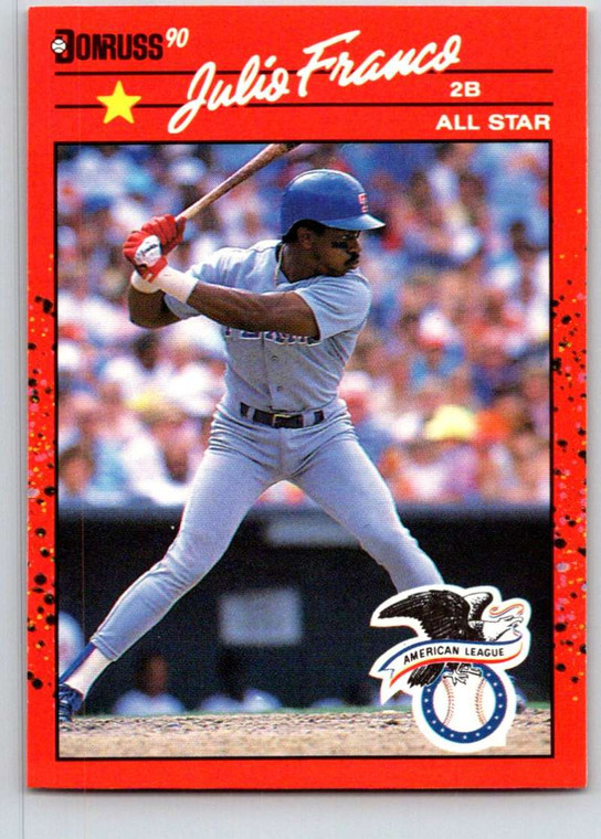 SOLD 14565 1990 Donruss #701a Julio Franco AS NM-MT Texas Rangers 