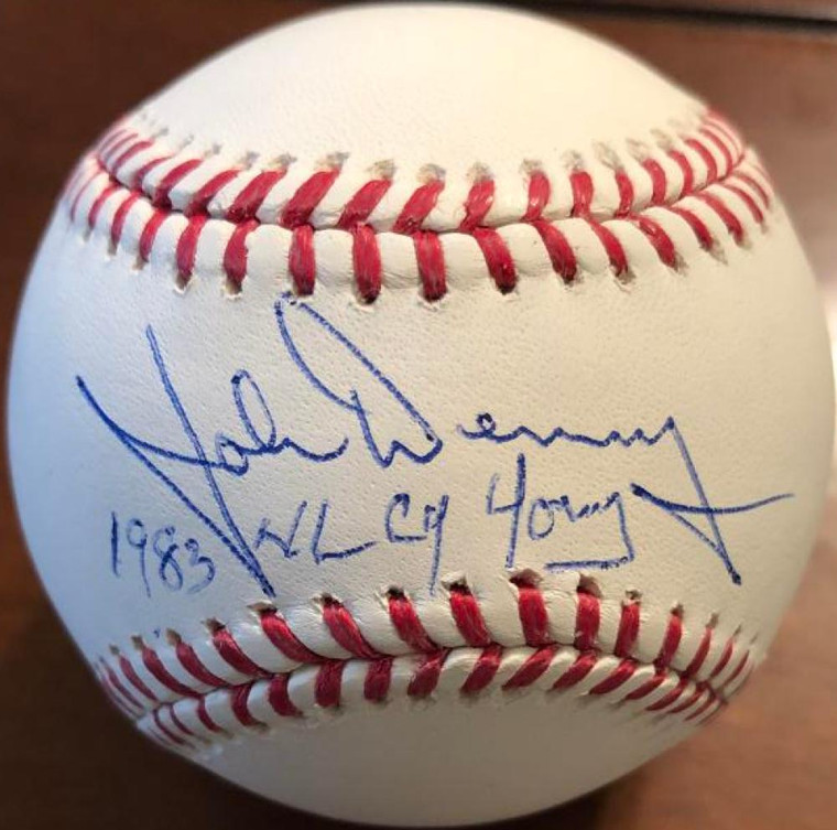 SOLD 14623 John Denny Autographed 1983 NL Cy Young ROMLB Baseball RARE