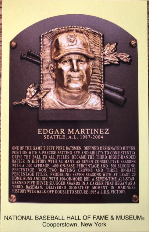 Edgar Martinez Stamped and Canceled Hall of Fame Gold Plaque Postcard