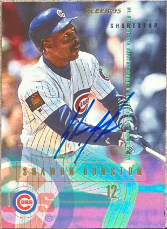 Shawon Dunston Autographed 1995 Fleer #413