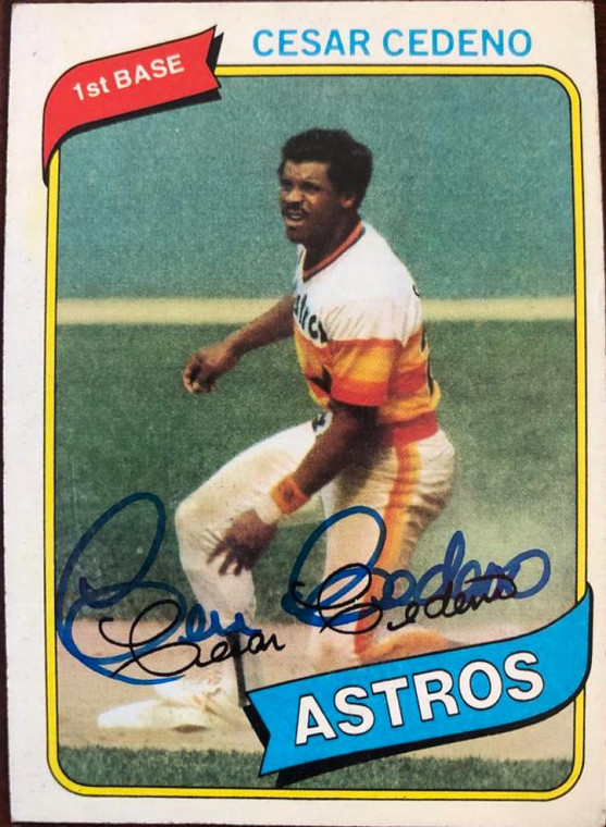 Cesar Cedeno Autographed 1980 Topps #370 Houston Astros Card 