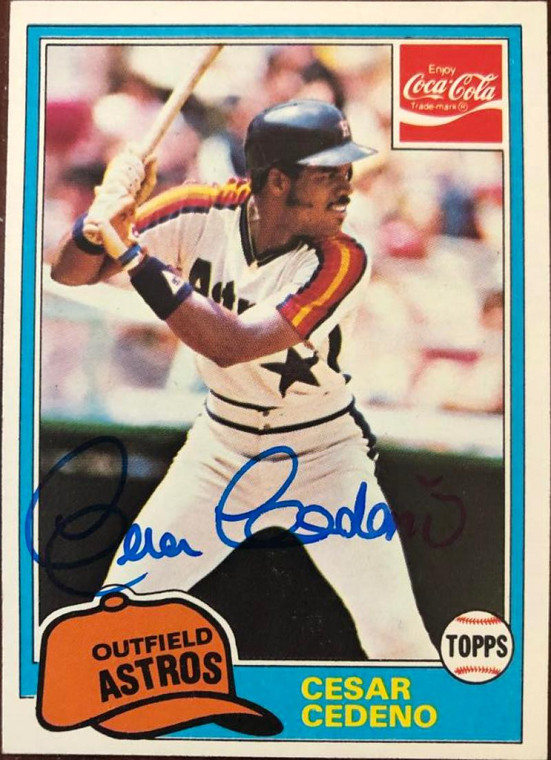 Cesar Cedeno Autographed 1981 Topps Houston Astros Coca Cola #2
