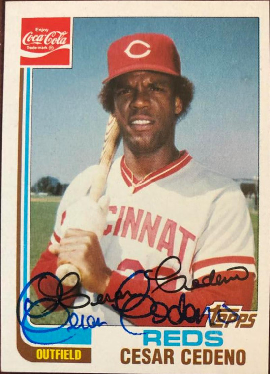 Cesar Cedeno Autographed 1982 Topps Coca Cola Cincinnati Reds #4