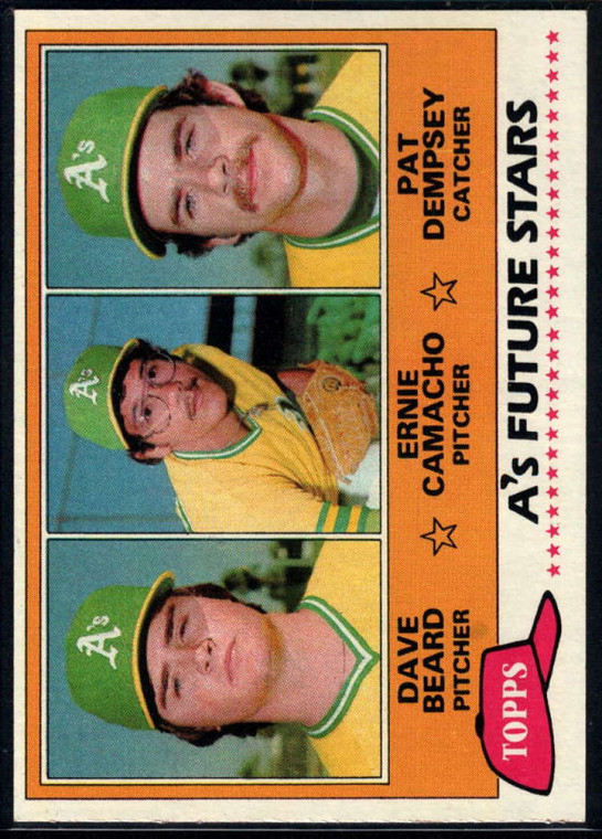 1981 Topps #96 Dave Beard/Ernie Camacho/Pat Dempsey A's Rookies VG RC Rookie Oakland Athletics 