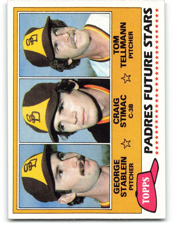 1981 Topps #356 George Stablein/Craig Stimac/Tom Tellmann Padres Rookies VG RC Rookie San Diego Padres 
