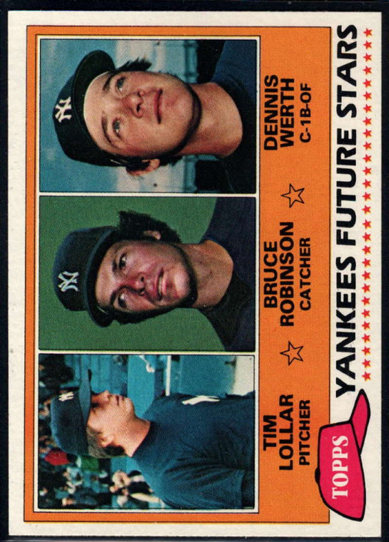 1981 Topps #424 Tim Lollar/Bruce Robinson/Dennis Werth Yankees Rookies VG RC Rookie New York Yankees 