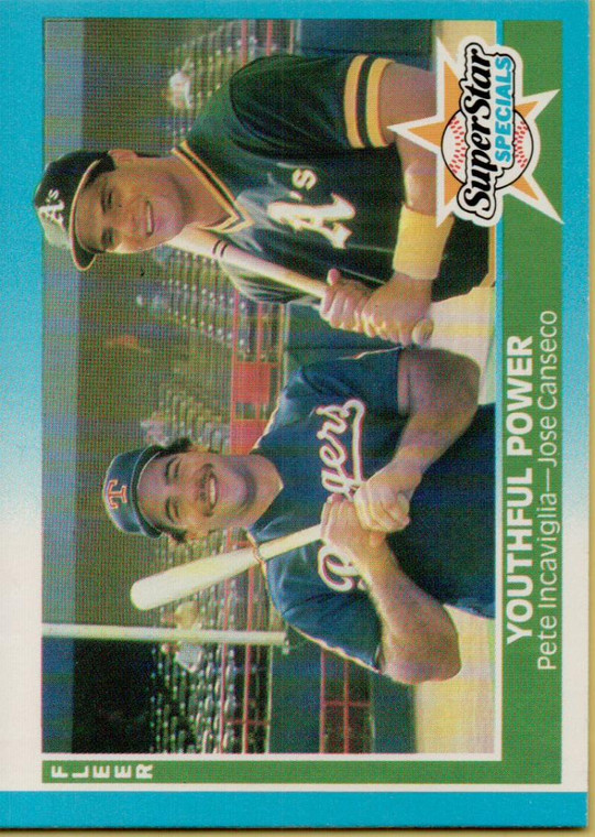 1987 Fleer #625 Pete Incaviglia/Jose Canseco Youthful Power NM Texas Rangers/Oakland Athletics 