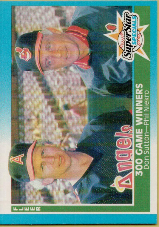 1987 Fleer #626 Don Sutton/Phil Niekro 300 Game Winners NM California Angels/Cleveland Indians 