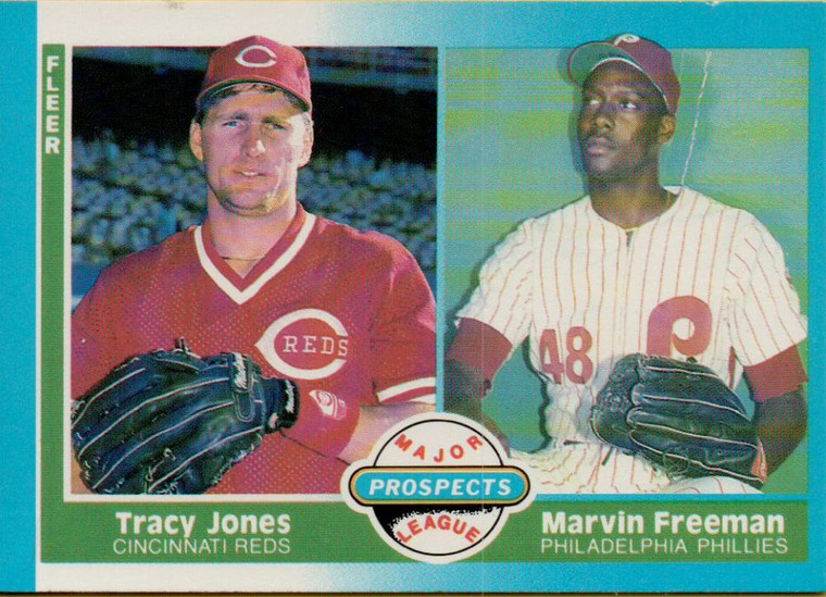 1987 Fleer #651 Tracy Jones/Marvin Freeman Prospects NM RC Rookie Cincinnati Reds/Philadelphia Phillies 