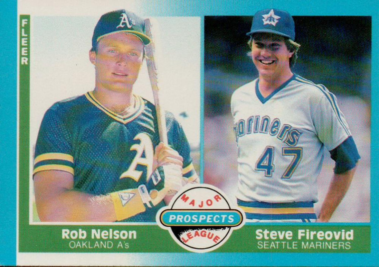 1987 Fleer #653 Rob Nelson/Steve Fireovid Prospects NM RC Rookie Oakland Athletics/Seattle Mariners 