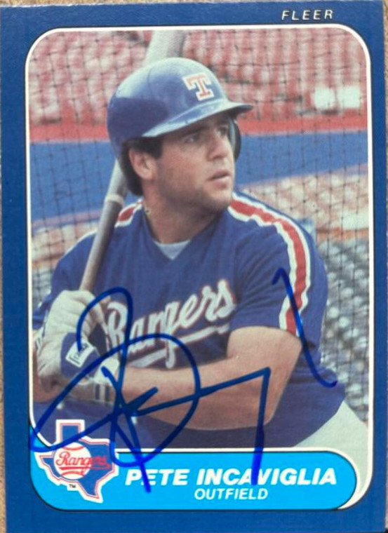 Pete Incaviglia Autographed 1986 Fleer Update #U-53 Texas Rangers Card