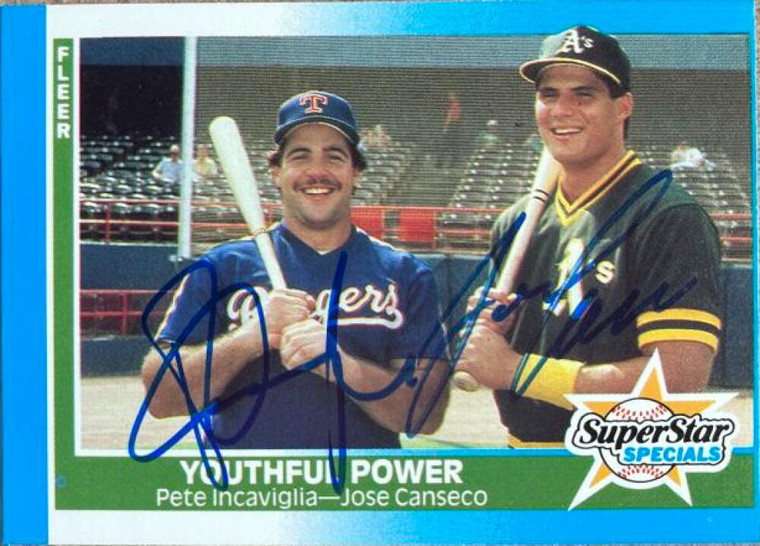 SOLD 1650 Jose Canseco & Pete Incaviglia Dual Autographed 1987 Fleer #625