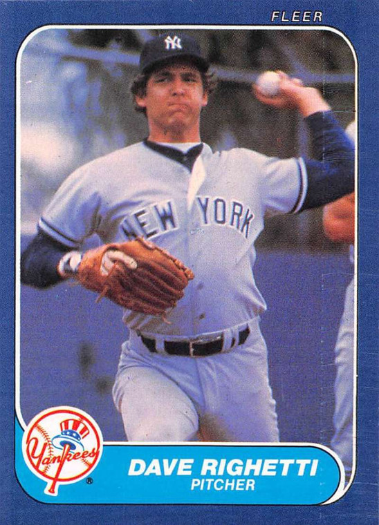 1986 Fleer #116 Dave Righetti VG New York Yankees 