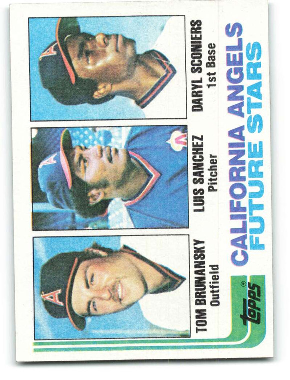 1982 Topps #653 Tom Brunansky/Luis Sanchez/Daryl Sconiers Angels Rookies VG RC Rookie California Angels 