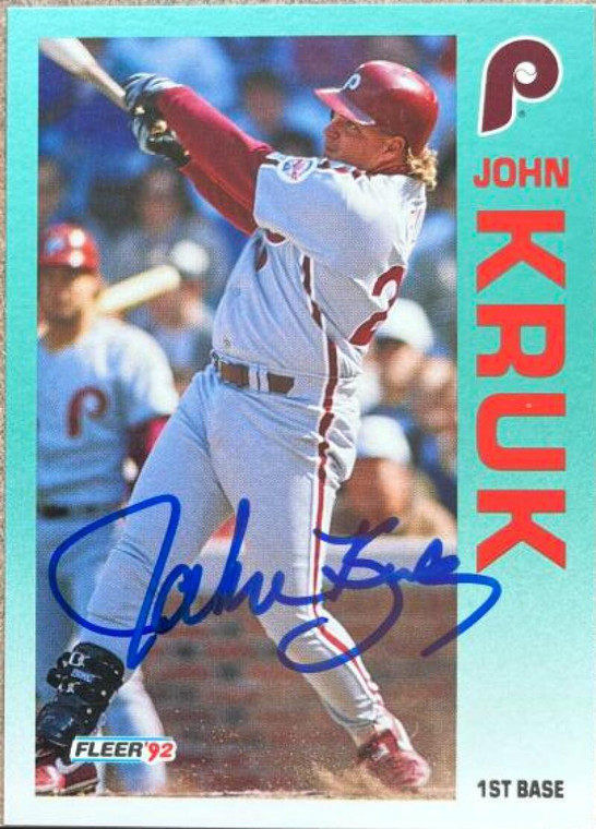 John Kruk Autographed 1992 Fleer #537 Philadelphia Phillies Card