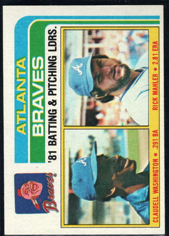 SOLD 18974 1982 Topps #126 Claudell Washington/Rick Mahler Braves Team Leaders VG Atlanta Braves 