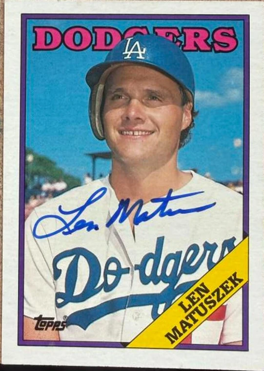 Len Matuszek Autographed 1988 Topps #92 Los Angeles Dodgers Card