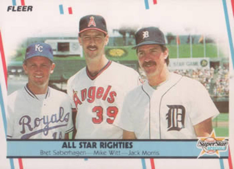 1988 Fleer #626 Brett Saberhagen/Mike Witt/Jack Morris All Star Righties VG Kansas City Royals/California Angels/Detroit