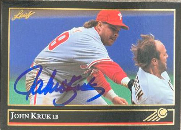 John Kruk Autographed 1992 Leaf Black Gold #313