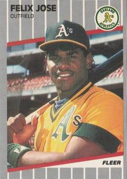 1989 Fleer #15 Felix Jose VG RC Rookie Oakland Athletics 