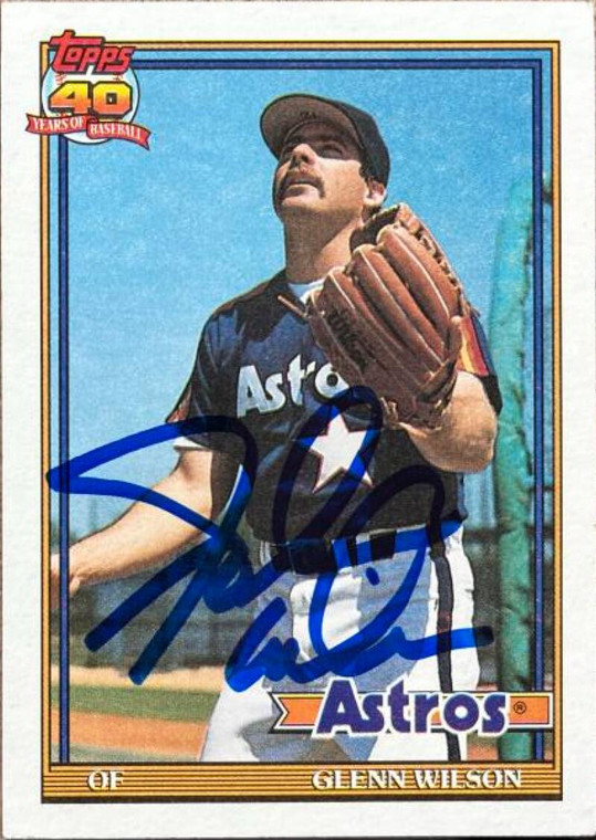 Glenn Wilson Autographed 1991 Topps #476 Houston Astros Card 